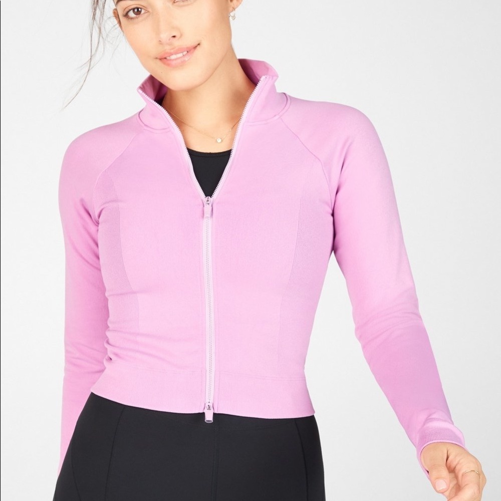 Fabletics Size Large Nixie Sculptknit Women Jacket Full Zip Workout Pink Lilac